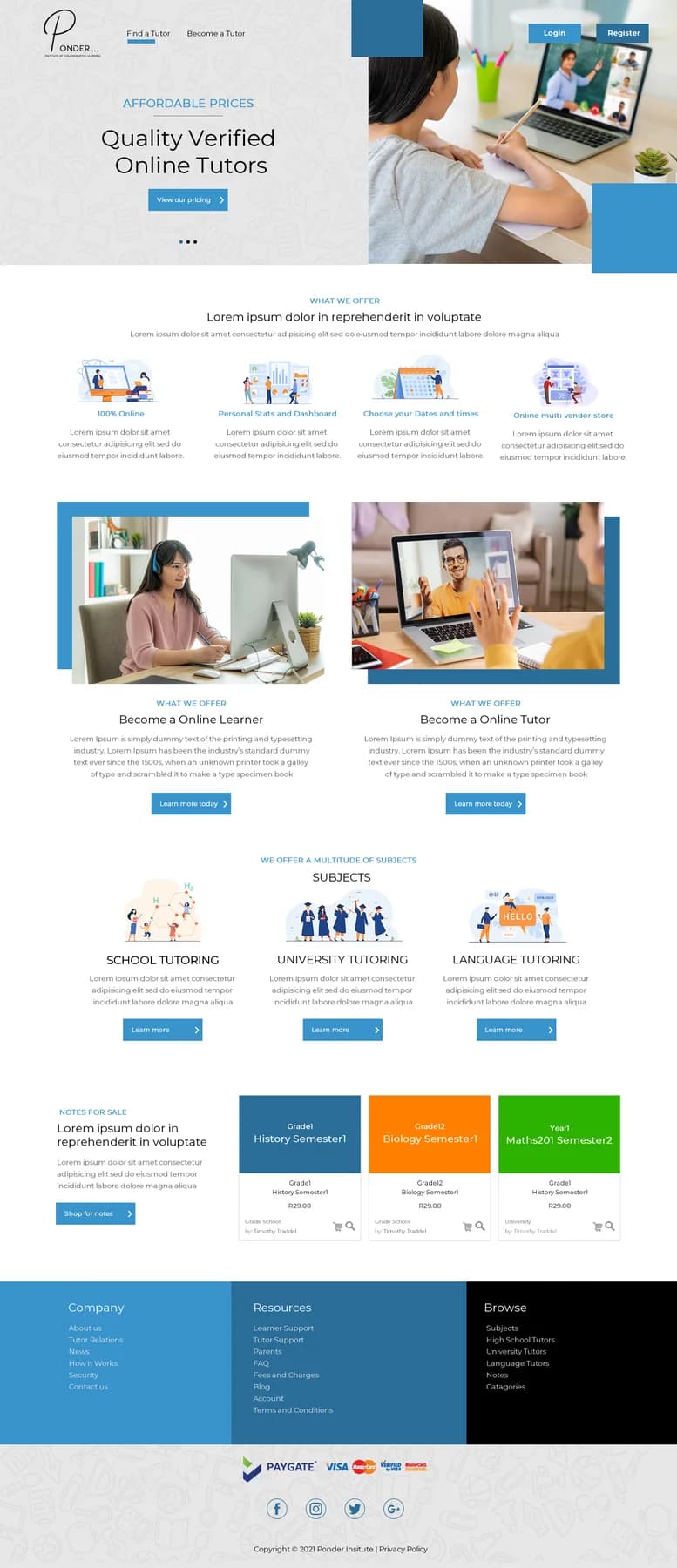 An early Ponder Learning platform concept